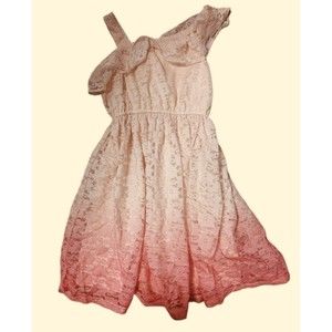 Justice for Girls Size 7 Pink Ombre Lace One Shoulder Stretchy Dress